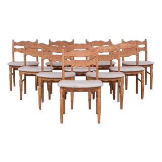 Mid-Century Danish Oak Dining Chairs attributed to Henning Kjaernulf, 1960s, Set of 8 For Sale