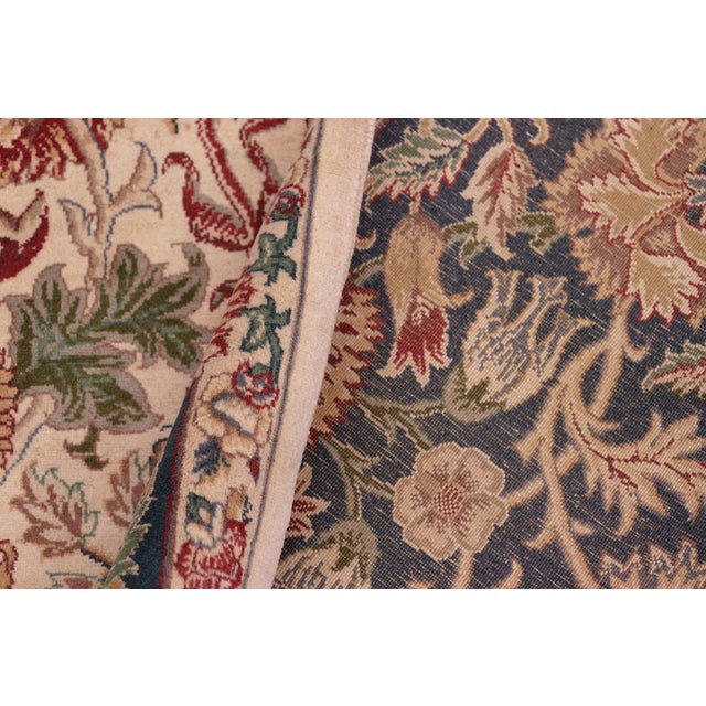 Textile Shabby Chic 1990's Floral Pak-Persian Ivory/Blue Wool Rug - 9'2'' X 12'6'' For Sale - Image 7 of 9