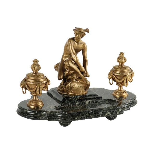 Bronze & Marble Inkwell attributed to Jean-Marie Pigaltary, France, 19th Cennury For Sale - Image 14 of 14