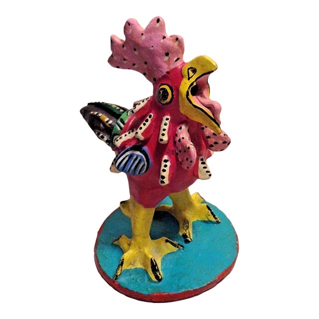 1970's Vintage "Rooster" Signed by Mexican Artist Juan Jose Ramos Medrano For Sale
