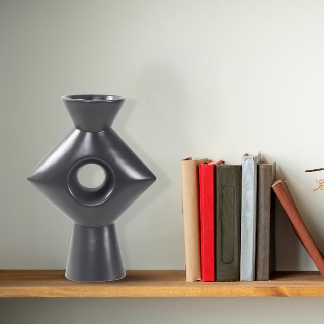 2020s Astra Gray Ceramic Vase For Sale - Image 5 of 5