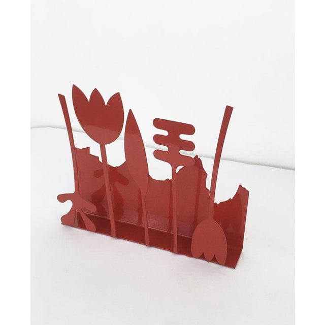 1980s Red Painted Metal Piccolo Eden Sculpture by Annamaria Gelmi, 1980 For Sale - Image 5 of 18