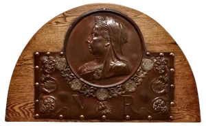 Large Victorian Queens Head Copper Wall Plaque, 1890