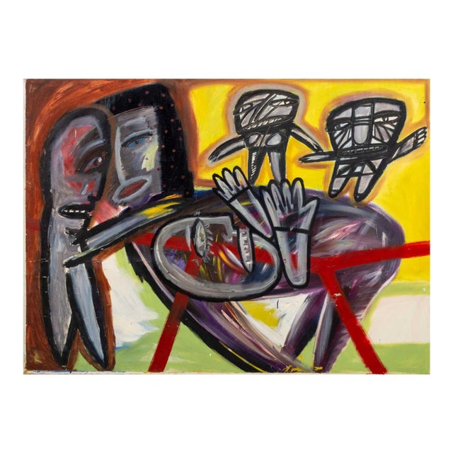 New York School Figural Abstraction Acrylic, 1980s For Sale