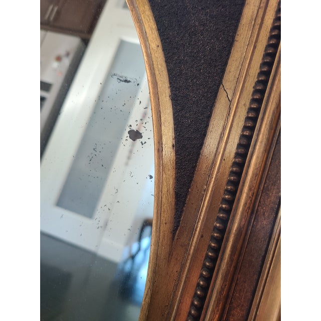 Wood Pair of Antique Neoclassical Gilded Oval Wall Mirrors For Sale - Image 7 of 15