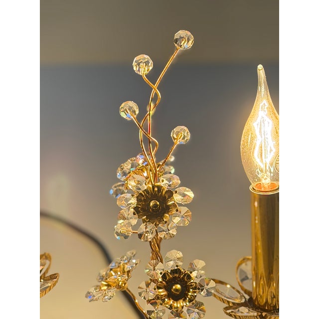 Vintage Brass Lead Crystal Table Lamp from Palwa, 1960s For Sale - Image 11 of 17