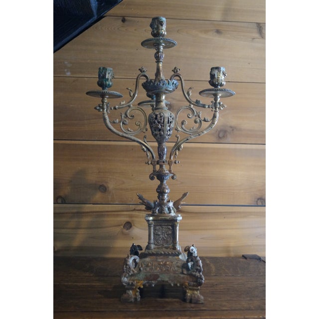 19th Century French Bronze Ornate Candelabra For Sale - Image 11 of 13