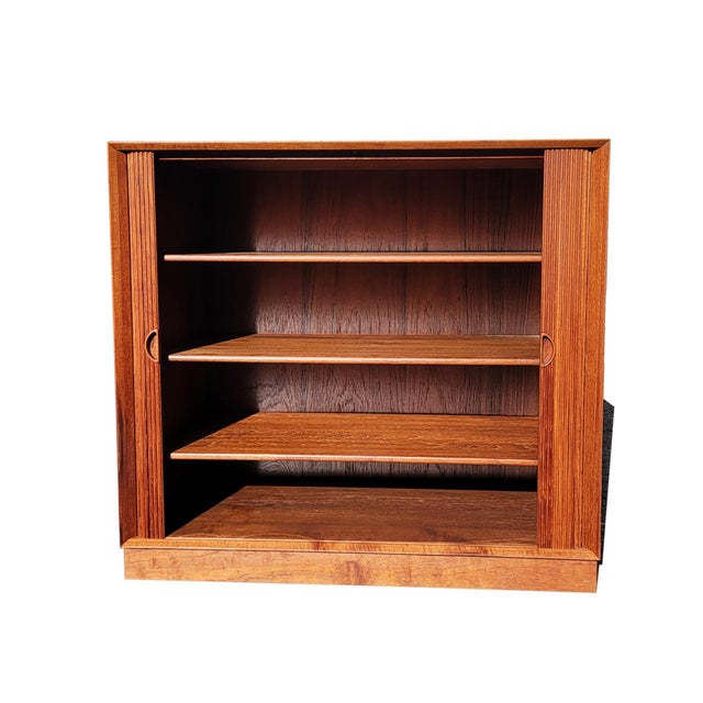 1960s 1960s Pair of Mid Century Danish Modern Tambour Doors Cabinets by Peter Hvidt & Orla Mølgaard Nielsen. For Sale - Image 5 of 13