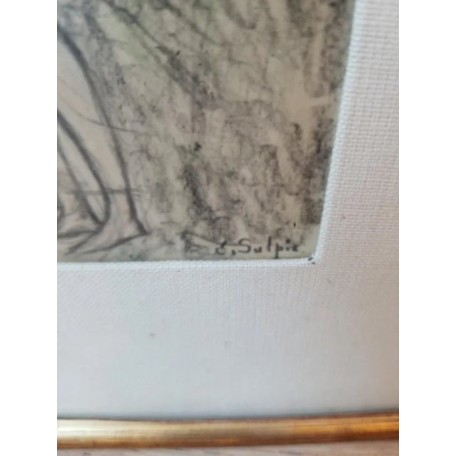 Boho Chic Eugene Jean Sulpis, Woman on the Beach, Drawing For Sale - Image 3 of 8