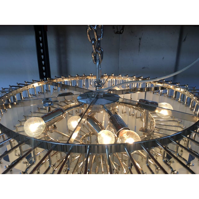2020s Contemporary Transparent-Sandblasted Triedro Murano Glass Chandelier in Venini Style For Sale - Image 5 of 6