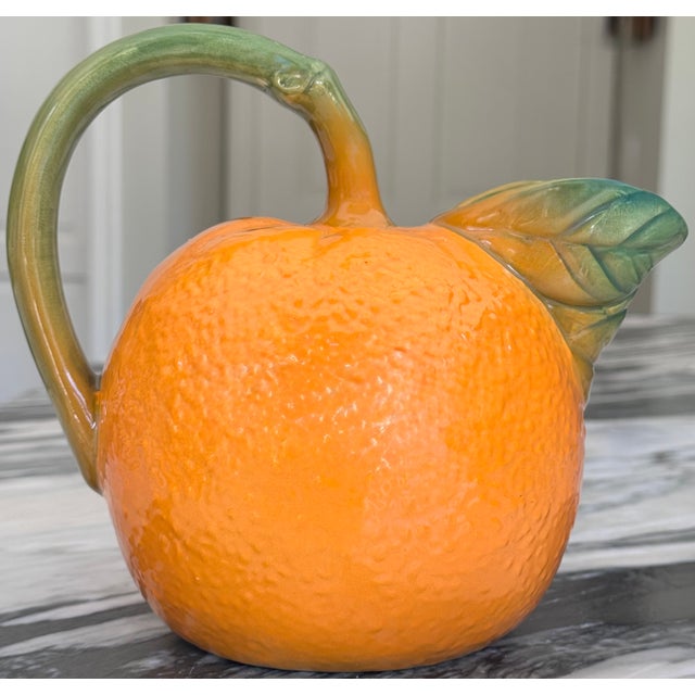 Vintage Majolica Style Citrus Motif Serving Pitcher For Sale - Image 4 of 17