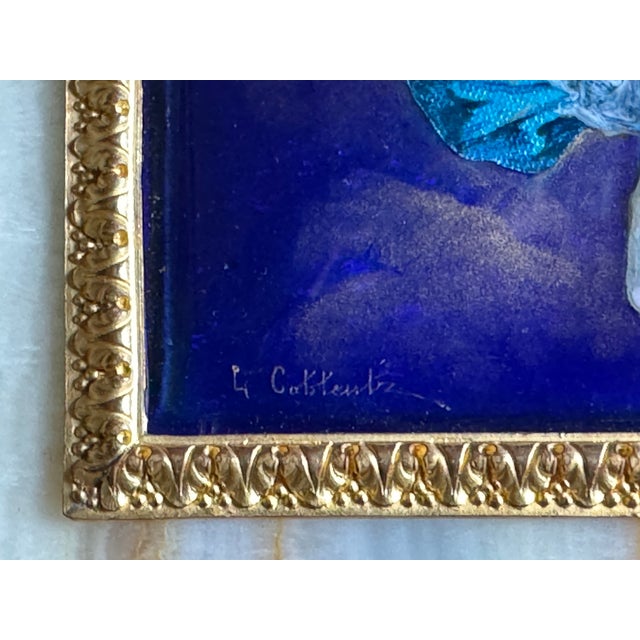 1860s Coblentz Louis XVI Blue Alabaster Enamel Table Clock 1pc For Sale - Image 11 of 17