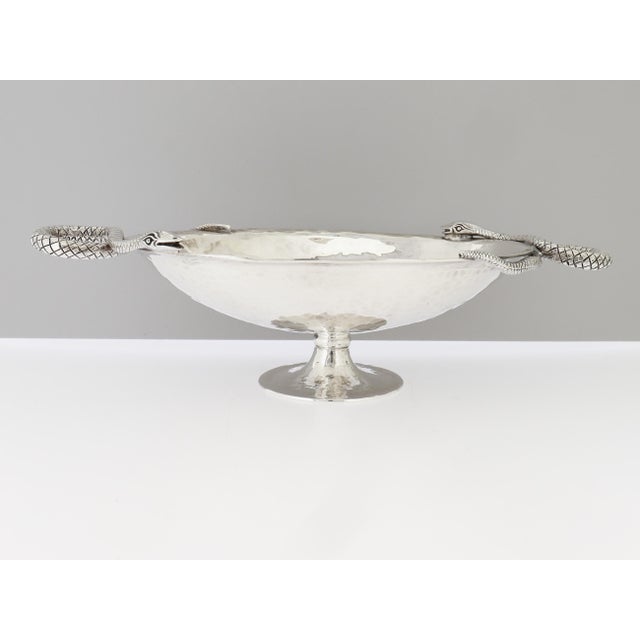 Metal Pampaloni Bicherografia Sterling Silver Vide Poche or Bowl With Snake Handles For Sale - Image 7 of 17