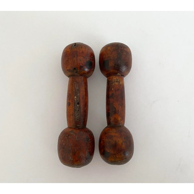 Victorian Wooden Dumbbell Weights - a Pair For Sale - Image 4 of 5