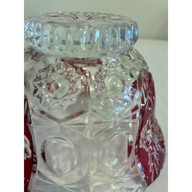 Vintage 5th Avenue Rosalina Ruby Flash Cut Glass Bowl For Sale - Image 9 of 12