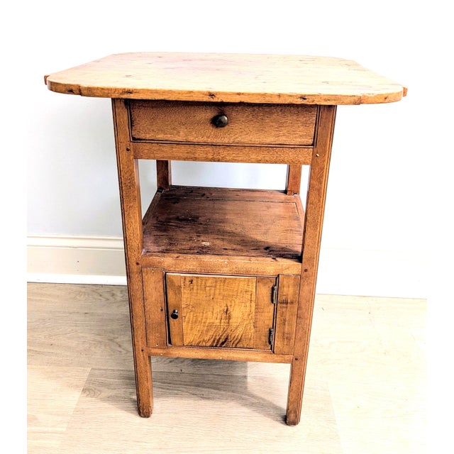 Brown Early 19th Century Primitive Washstand Commode Side Table For Sale - Image 8 of 14