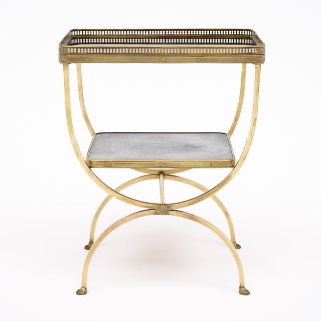 French Art Deco Period Brass and Mirrored Curule Table, Circa 1940 For Sale In Austin - Image 6 of 9