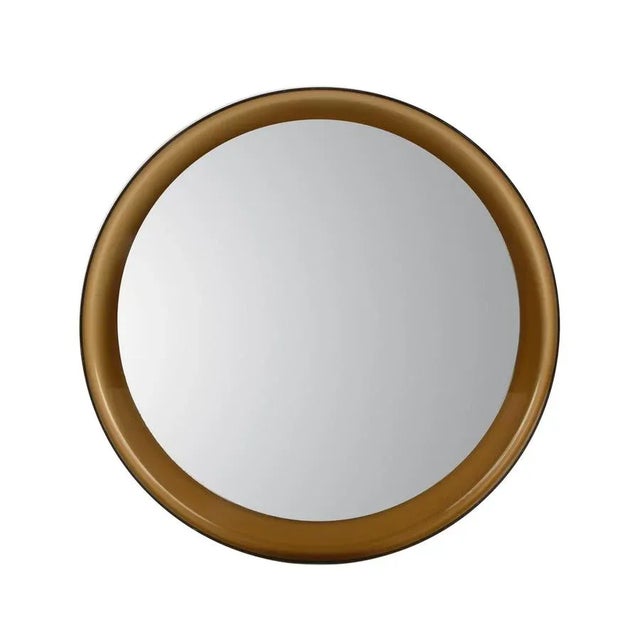 Mid-Century Italian Brown Smoked Acrylic Glass Round Wall Mirror from Guzzini, 1960s For Sale - Image 16 of 18