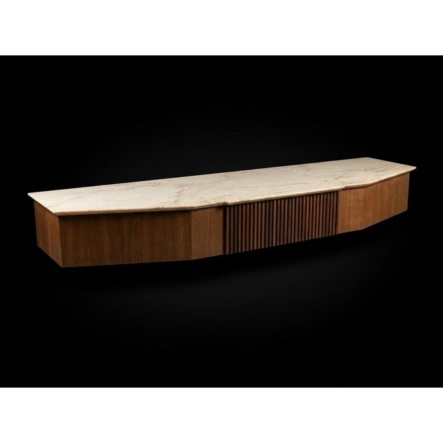 Osvaldo Borsani Marble and Wood Wall Console Table by Osvaldo Borsani, Italy, 1950s For Sale - Image 4 of 17
