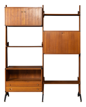 Vintage 20th Century Italian Modular Teak Wall Cabinet, 1960s