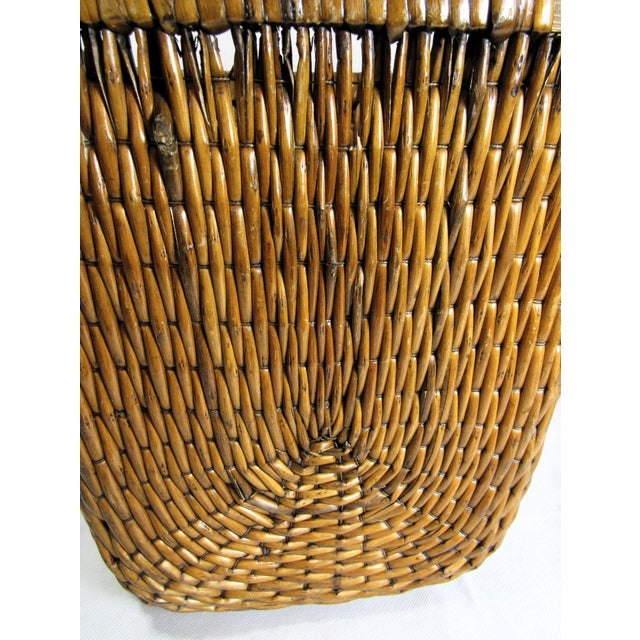 Brown Vintage Square Woven Wicker Basket, Tapered Design Tightly Braided For Sale - Image 8 of 9