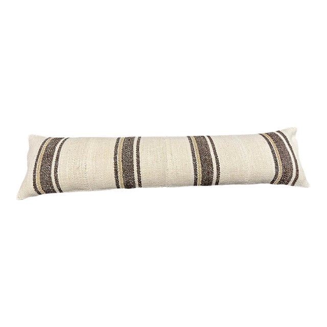 Turkish Hemp Pillow Cushion Natural Beige Brown Cushion Cover 12x46 For Sale