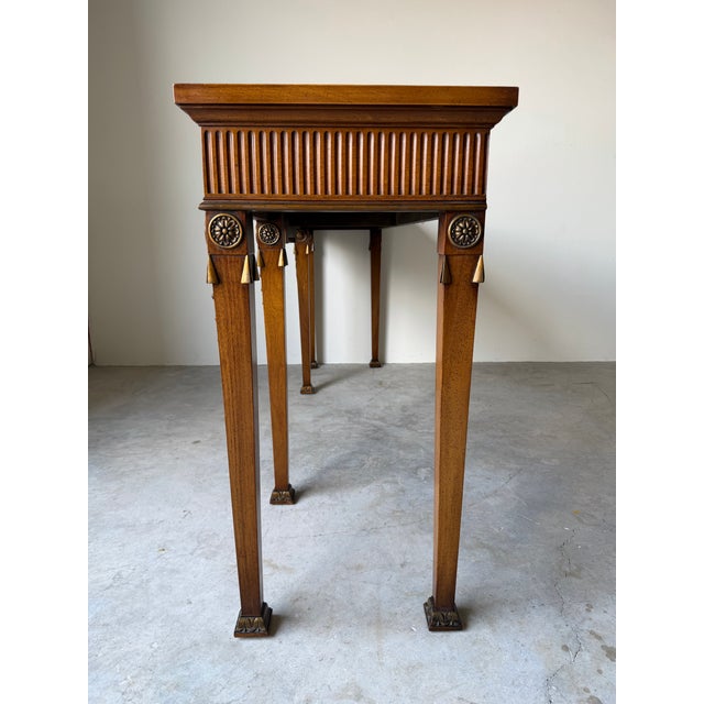 Long- Vintage Neoclassical Style Carved Mahogany Console Table For Sale - Image 10 of 12