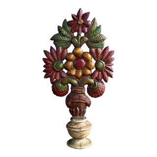 Early 20th Century Polychrome Hand Carved Mantle Decoration For Sale