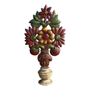 Early 20th Century Polychrome Hand Carved Mantle Decoration
