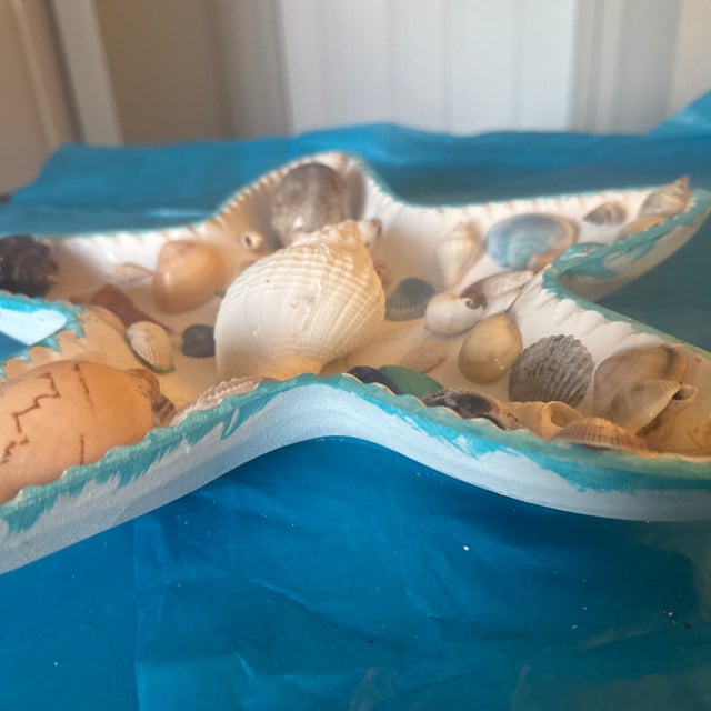 Charming Starfish-Shaped Coastal Decor Tray With Real Mixed Seashells For Sale In Minneapolis - Image 6 of 7