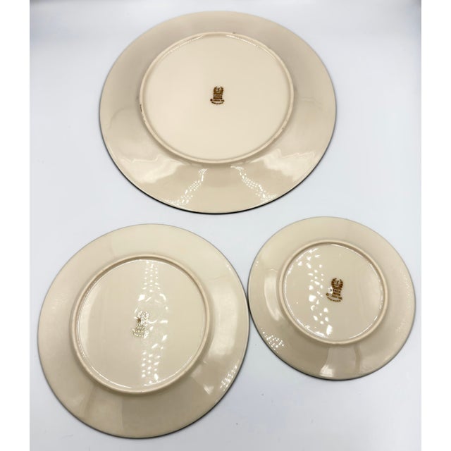 Lenox 1990s Lenox Moonspun China Platinum Trim Dinner, Salad, Bread 3pc Plate Set For Sale - Image 4 of 10