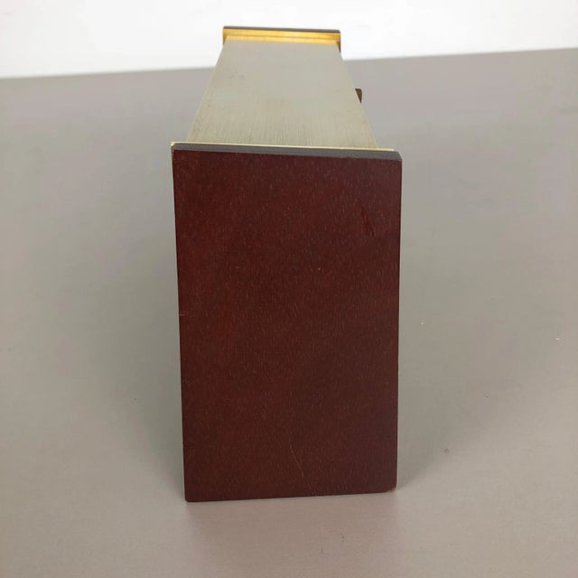 Wood Vintage Modernist Wooden Teak Brass Table Clock from Dugena, Germany, 1960s For Sale - Image 7 of 16