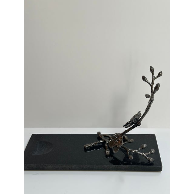 Michael Aram 1990s Michael Aram Black Granite Orchid Branch Wine Bottle Caddy Rest For Sale - Image 4 of 17