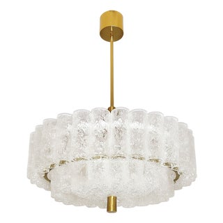 Mid-Century Modern Frozen Glass Chandelier from Doria Leuchten, 1960s For Sale