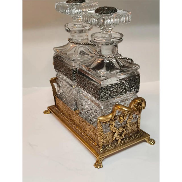 Vintage Ornate 2 Decanter Tantalus - Mid-20th Century For Sale - Image 13 of 18
