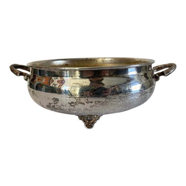 Vintage 1960s Crosby Footed Serving Silver Plate Bowl For Sale