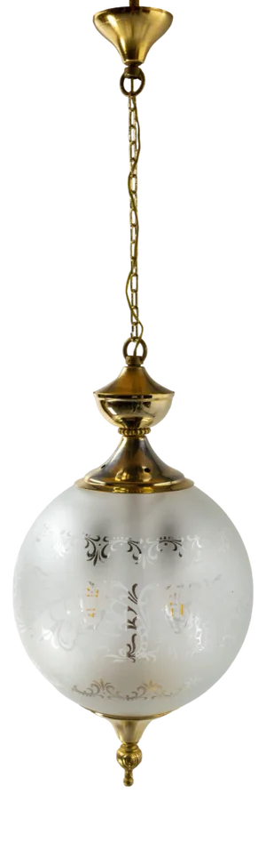 French Brass and Glass Ceiling Lamp, 1960