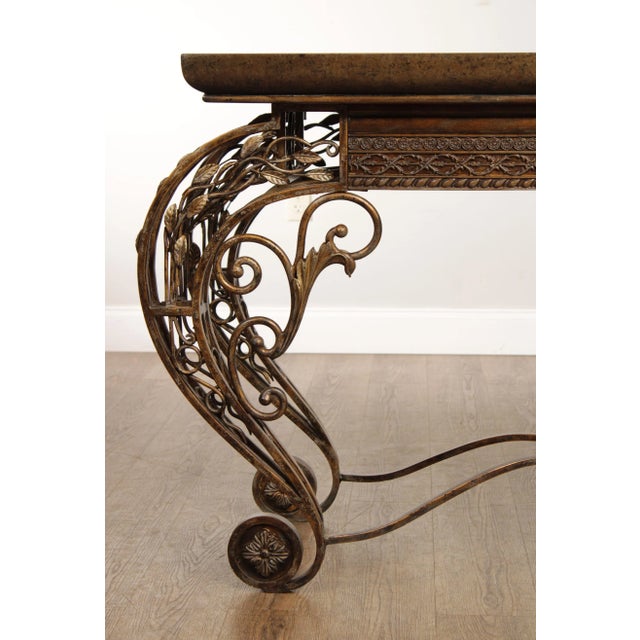 French French Louis XV Style Wrought Iron Console Table For Sale - Image 3 of 13
