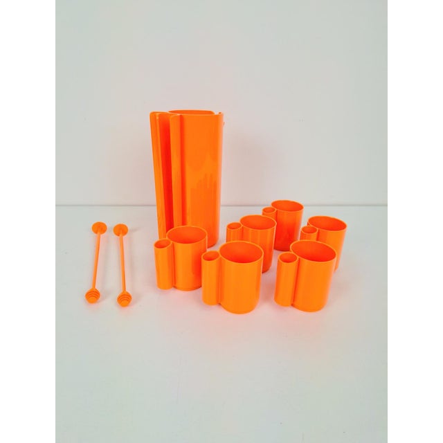 Vintage french juice service set 9 of orangeade by jean-pierre vitrac for déposé france 70s 1970s mid century modern,...