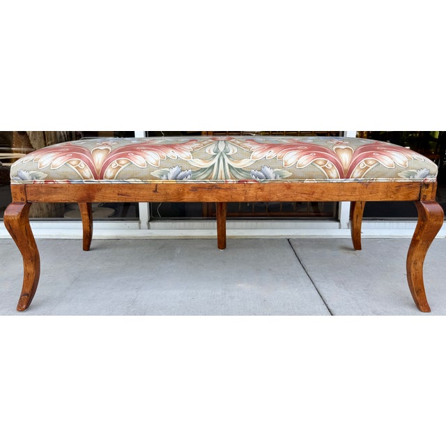 Donghia Traditional Upholstered Wooden Bench From 90's For Sale In Miami - Image 6 of 10