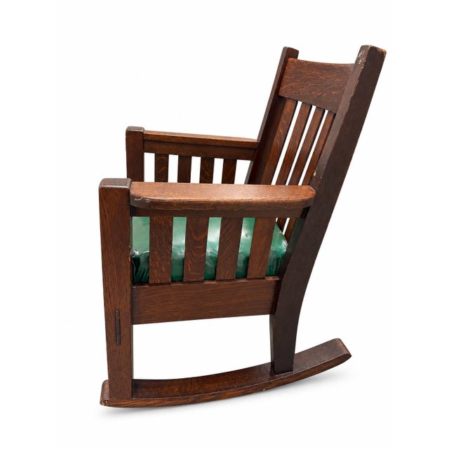 American Antique Harden Line of Camden Mission Oak Rocking Chair With Original Spring Seat - Circa 1910 For Sale - Image 3 of 4