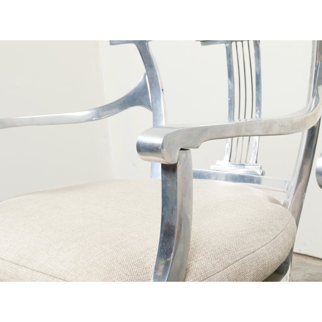 Vintage Pair of Mid-Century Steel Armchairs with Custom Cushion and Saber Legs For Sale - Image 11 of 11