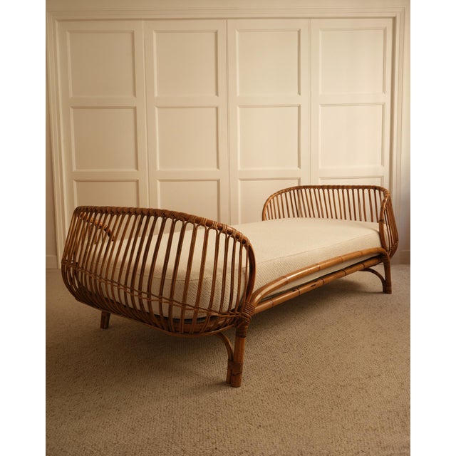 Wood Italian Daybed in Bamboo and Wicker, 1960s For Sale - Image 7 of 10
