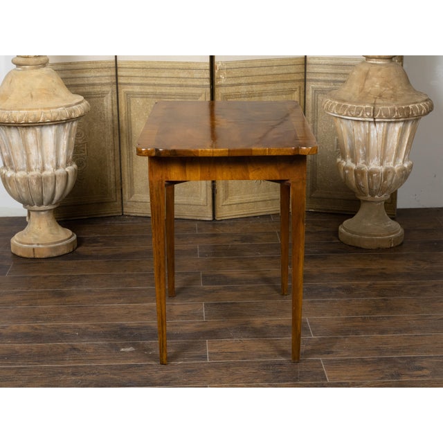French 19th Century Walnut Side Table with Quarter Veneer and Single Drawer For Sale - Image 9 of 12
