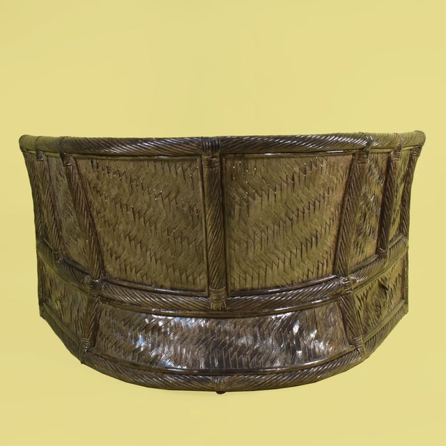 Boho Chic Twisted Rattan Corner Settee For Sale - Image 3 of 5