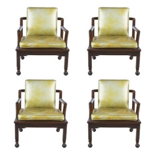 4 Widdicomb Leather & Walnut Club Chairs 1963 For Sale