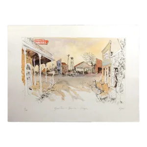 William Papas "Ghost Town - Shaniko, Oregon" Hand Colored Fine Art Etching