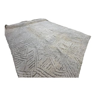 Rh Halima Hand-Knotted Wool Rug — 12' × 15' Marled Ivory / Latte | Undyed Wool | High-Low Texture For Sale