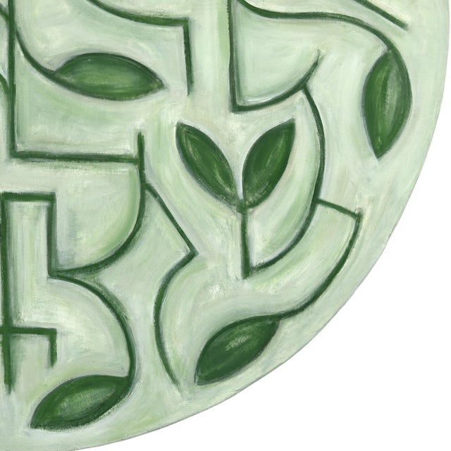 2020s Tondo Arboretum - Circular Contemporary Abstract Sage Green Botanical Painting Original Artwork by Harrison Gilman For Sale - Image 5 of 8