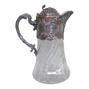 Late 1800s Silver Plate and Glass Lemonade Jug Large Water Pitcher 4460b